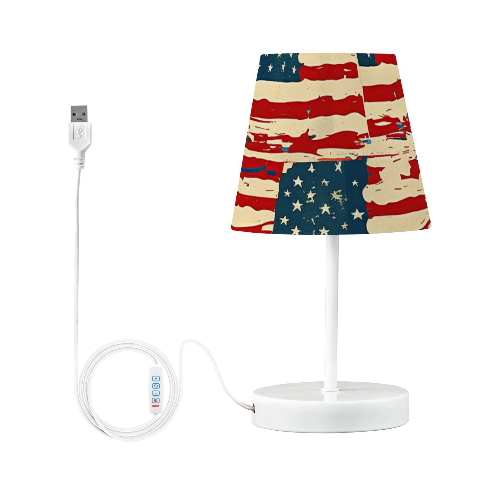 Us Flags Desk Lamp 3 Color Modes LED Table Lamp Nightstand Reading Light for Bedroom Living Room