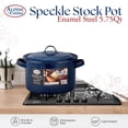 thumbnail image 6 of Alpine Cuisine Enamel Steel Dark Blue Speckle Stock Pot 5.75qt with Lid, Healthy Cookware Commercial Grade Stockpots, Multi Cooking Pot for Stew, Sauce & Reheat Food, Compatible for Family Meals, 6 of 7