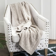 SAFAVIEH Petal Knit Geometric Throw, 50" x 60", Palewisper
