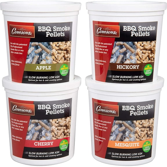 Smoking Wood BBQ Pellets (Apple, Cherry, Hickory, Mesquite)- 4 Pack of Pints Value Gift Set- All Natural Barbecue Smoker and Grilling Fuel - for Pellet Grills, Pellet Smokers