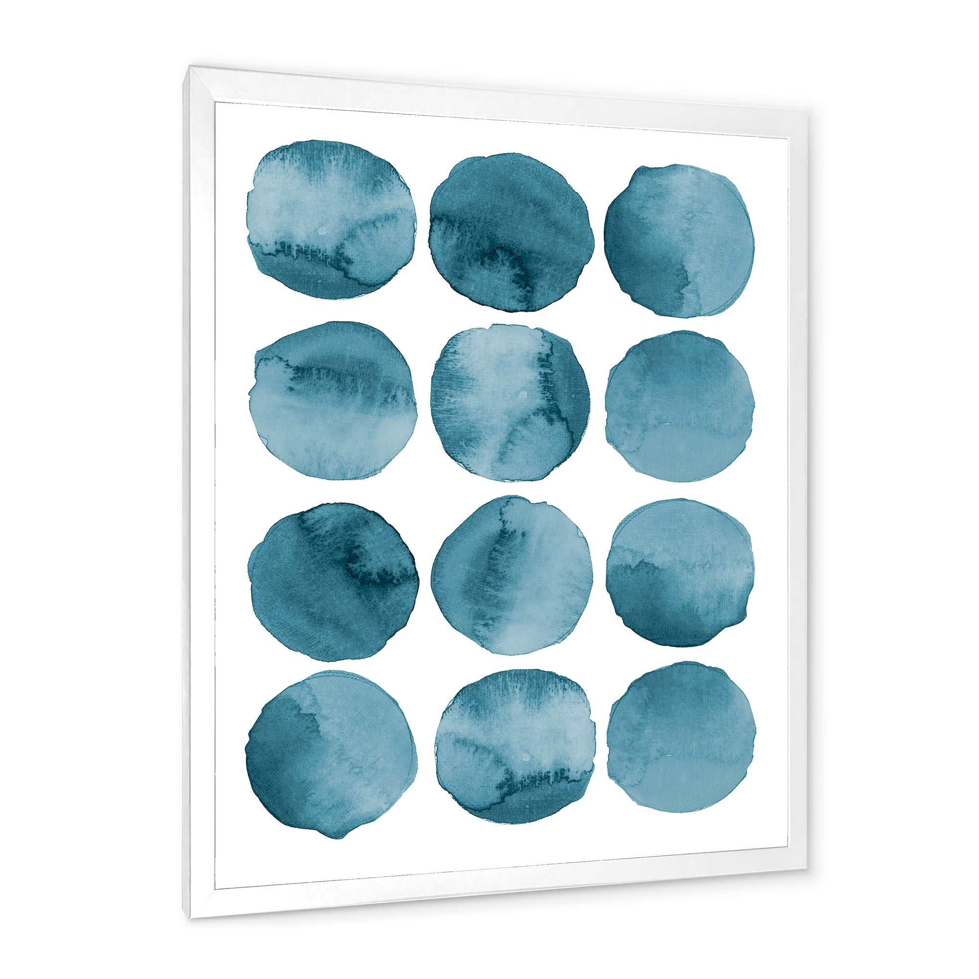Designart 'Blue Aquamarine Circles Geometric Elements' Modern Framed Art Print