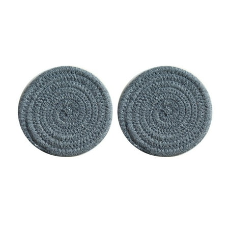 

Vintage Woven Coasters Thicken Heat-Resistant Round Drinks Water Absorbent Coasters for Home Table Decoration Dark Grey Two