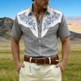 thumbnail image 2 of CONZONE Mens Buttons Down Shirts Short Sleeve Shirts for Men Trendy Western Cowboy Graphic Lapel Soft Lightweight Tops, 2 of 4