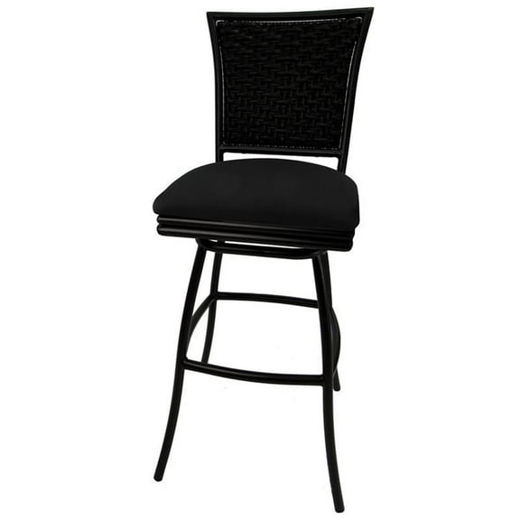 Outdoor Swivel Bar Stool 30" Seat - Erin - Black Fabric - Black Metal