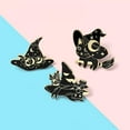 thumbnail image 3 of Halloween Black Cat Brooch Relief Enamel Brooch Magic Cat Witch Hat Alloy Brooch Clothing Accessories, 3 of 8