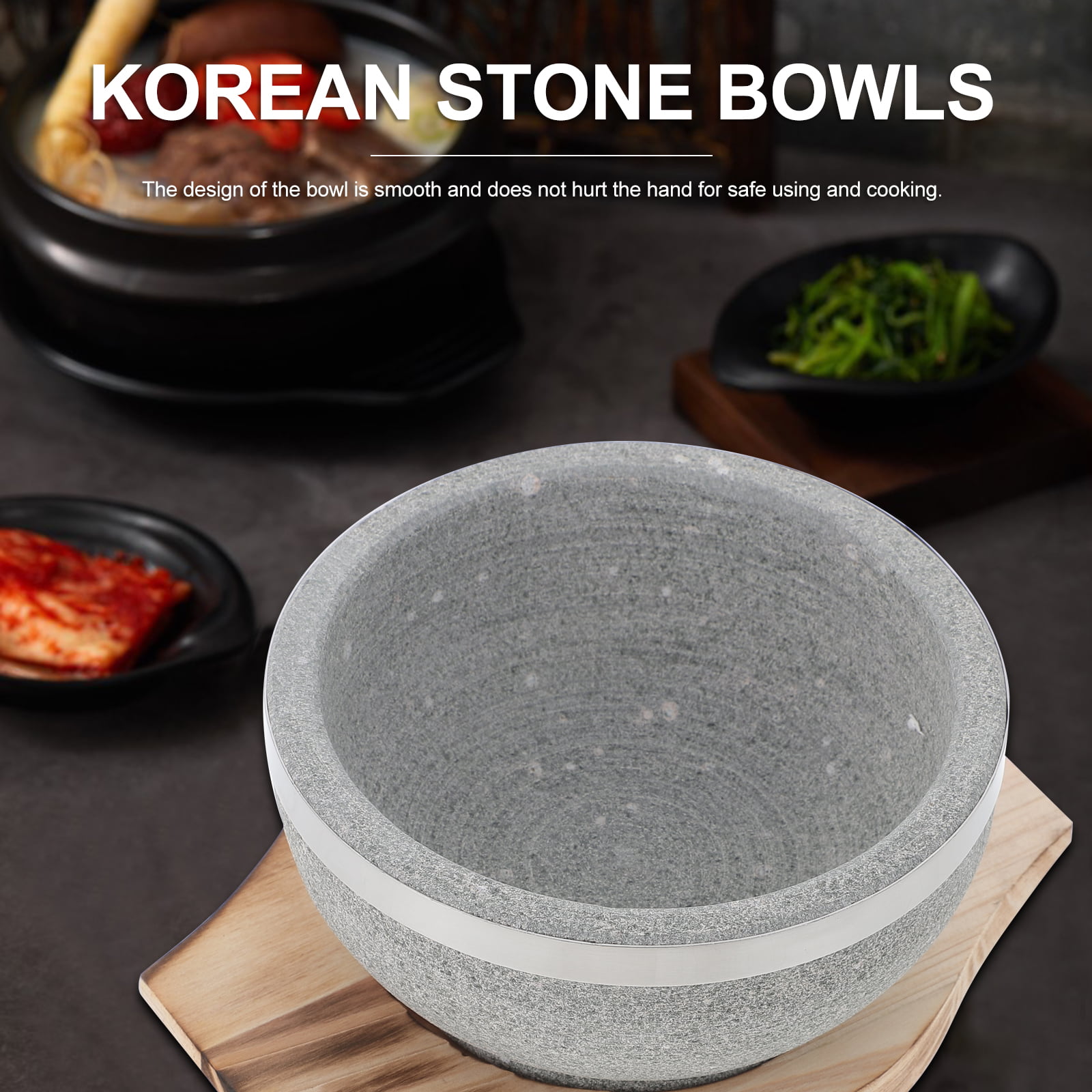 Crazy Korean Cooking Korean Stone Bowl (Dolsot), Sizzling Hot Pot for  Bibimbap and Soup - Premium Ceramic (Medium with Lid)