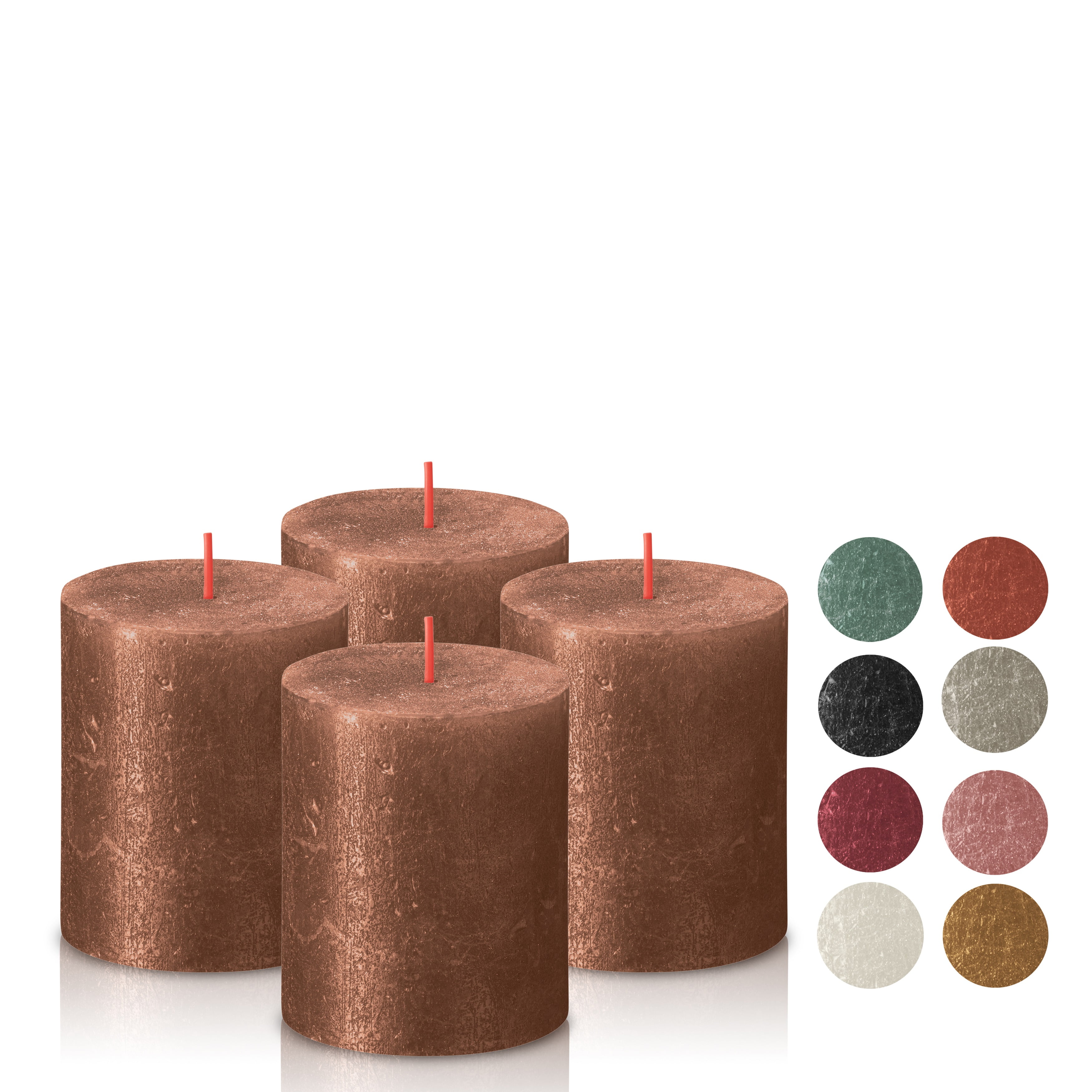 BOLSIUS 2.75" X 3.25" Rustic Metallic Copper Pillar Candles Large Pillar candlesTall Candle set
