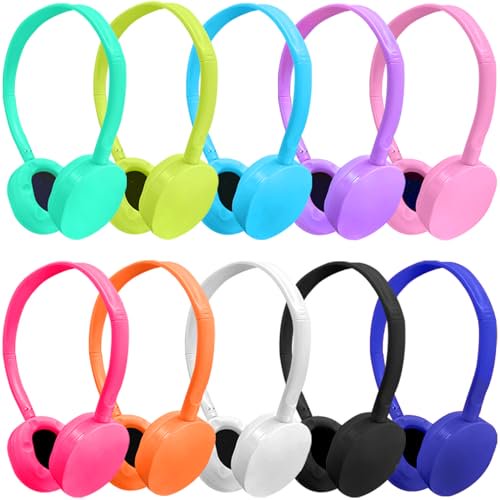 Ladont - Auriculares para niños a granel para aula, escuela, paquete de 10, auriculares duraderos con cable para aula, para niños, estudiantes, adolescentes, niños y niñas, sonido HD, conector de 0.13