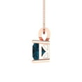 thumbnail image 3 of 3.0 ct Brilliant Princess Cut Solitaire Natural London Blue Topaz 18K Rose Solid Gold Everyday Affordable Designer Necklace Pendant with 18" Chain, 3 of 6