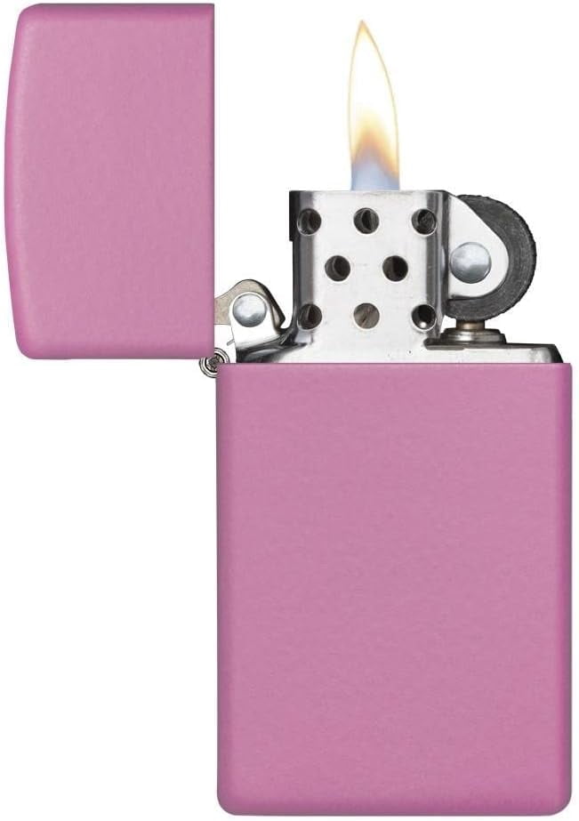 Zippo Lighter - Personalized Customize Message Engrave on Slim Size Windproof Lighter (Pink Matte #1638)