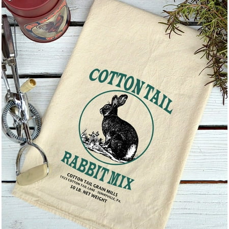 Rabbit Covered Dish - Farmhouse Natural Flour Sack Cottontail Rabbit Feed Country Kitchen Towel