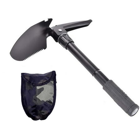 Hegogo Military Survival Folding Shovel Pickax with Waist Pack,Tactical Army Surplus Multitool Spade, Mini Compass, Trench Entrenching Tool for Camping, Hiking, Backpacking, Fishing,
