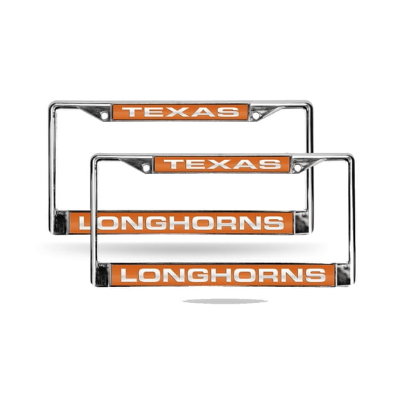 Texas Longhorns Chrome Metal Laser Cut License Plate Frame - Set of Two Frames
