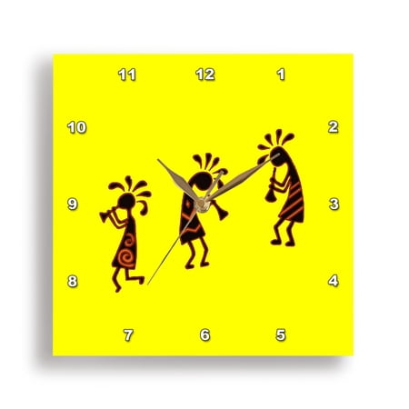 3dRose, Arizona Kokopelli Tribal Flute Players, 15x15 Wall Clock