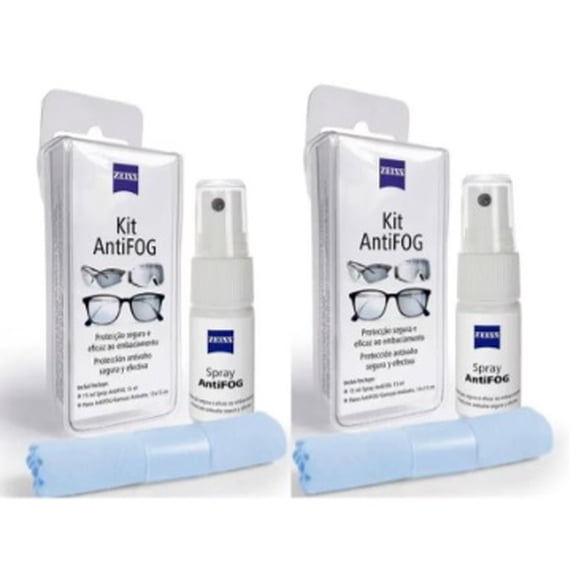 ZEISS Kit AntiFog Defender - Kit AntiEmpañante para gafas 2 pack de (1 botella de spray + 1 paño de microfibra c/u) 4pz