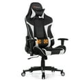 thumbnail image 1 of Chaise de Jeu de Massage Goplus Inclinable Pivotante de Course Chaise de Bureau avec Soutien Lombaire Blanc, 1 of 10