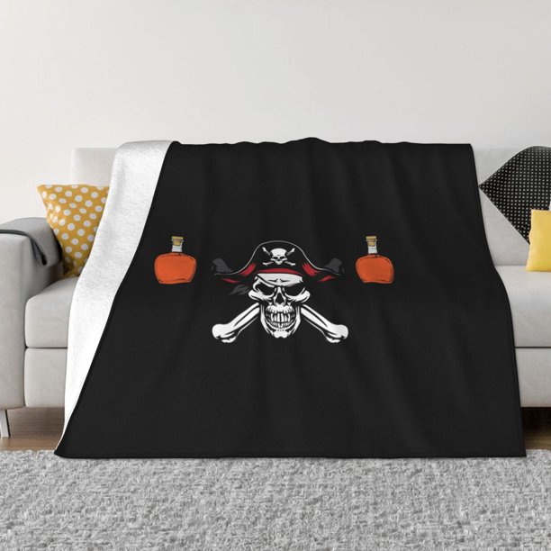 Manta de forro polar con diseño de piratas instantáneos "Solo añade ron": divertida manta de Halloween de Jolly Roger, súper suave y acogedora, ligera, suave y cómoda, manta de franela cálida y