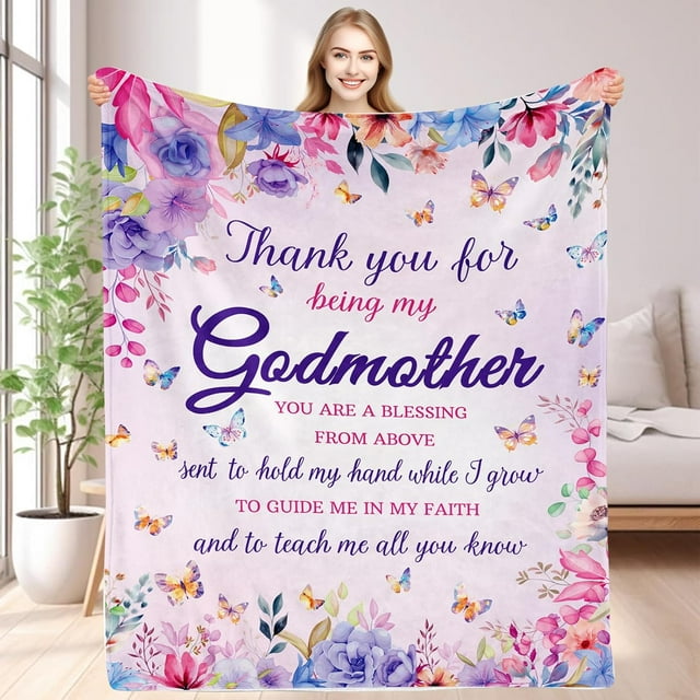 LHSHID Godmother Gift Godmother Gifts Blanket Godmother Gifts from Godchild Christian Gifts for Godmother Baptism Gifts for Godmother Ideas Godmother Blanket 40"x50"