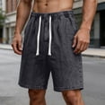 thumbnail image 2 of Vhkiploz Summer Denim Bermuda Shorts for Men's Drawstring Beachwear Board Shorts Solid Color Daily Wide Leg Running Shorts with Side Pockets, 2 of 7