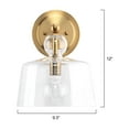 thumbnail image 3 of J&D Designs Hudson 12" Transitional Metal Wall Sconce in Brass and Clear, 3 of 5