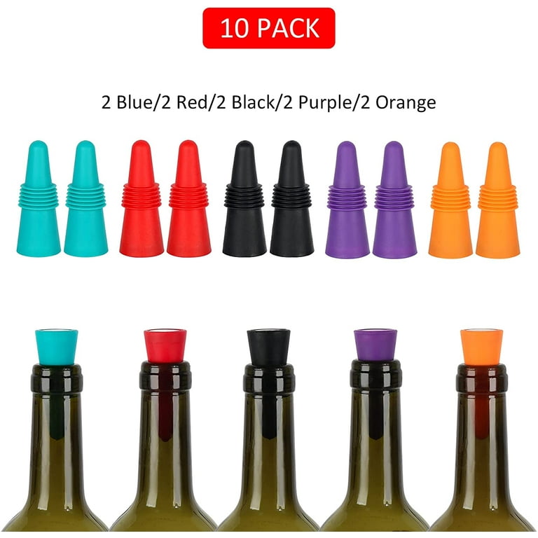 Silicone Wine Bottle Stopper - 10 Pack