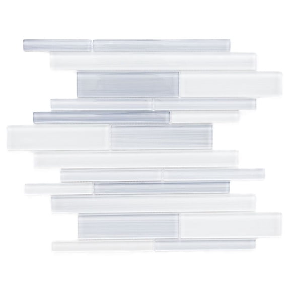 The Tile Life Rebel Brick 12" x 12" White Brushed Glass Mosaic Wall Tile, 1 Sheet