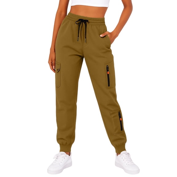 Women's High Waisted Zip Off Cargo Joggers 4-Way Stretch Quick Dry Hiking Yoga Pants with Multi Pockets for Business Casual Gym,Brown,XL
