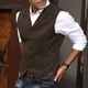 thumbnail image 1 of Chaleco de hombre con estampado de espiga Chaleco de traje de hombre Chaleco de hombre casual de color sólido, 1 of 6