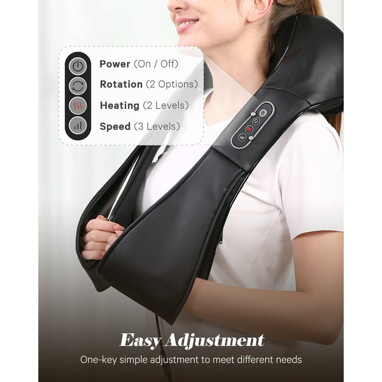  Deep Kneading Neck Massager with Heat - Shiatsu Neck Back and  Shoulder Massager for Home Office Use Corded Electric (Black) : Health &  Household