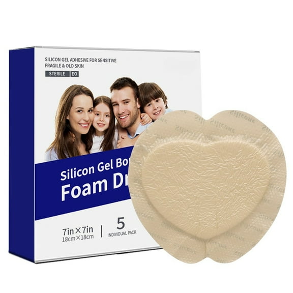 PUMIER Wound Dressing Sacrum Foam Bandages Silicone Adhesive Border 7"x7" Waterproof Sacral Pads Absorbent Breathable Bed Sore Pressure Dressing