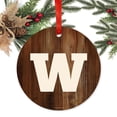 thumbnail image 2 of Metal Christmas Ornament, Monogram Letter W, Rustic Wood, Includes Ribbon and Gift Bag, 2 of 2