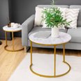 thumbnail image 1 of Costway Ensemble de 2 Tables Basses Gigognes pour Balcon et Salon Tables d'Appoint Rondes Modernes Or, 1 of 10