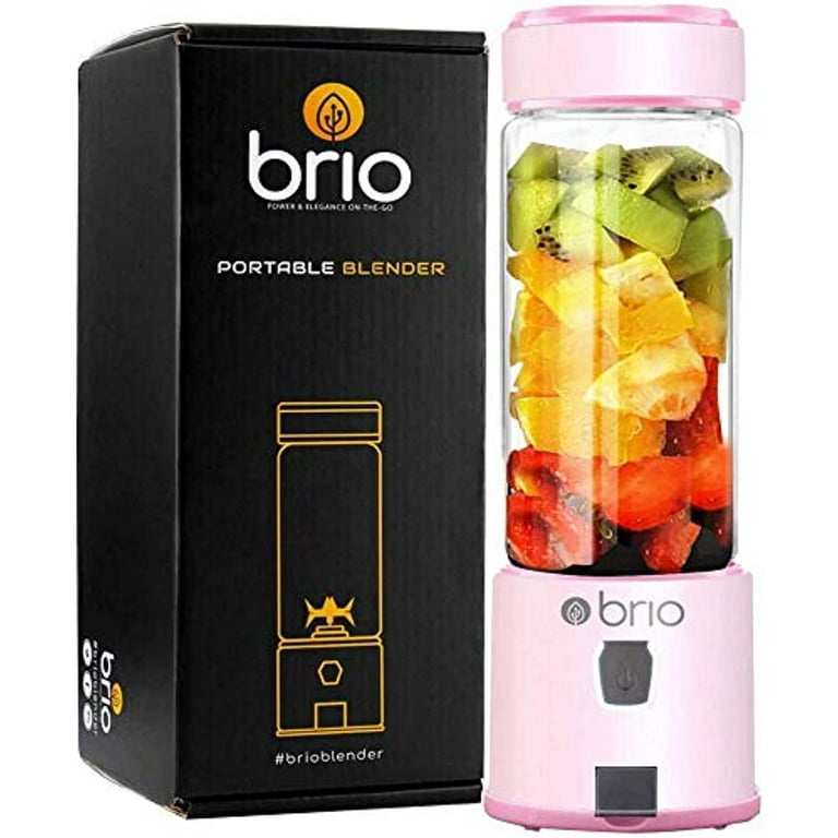Brio Portable Blender for Shakes and Smoothies - Personal Blender for Gym &  Healthy Lifestyle, Glass Smoothie Blender - Mini Blender 450mls, Electric Protein  Shaker Bottle, Travel Blender 