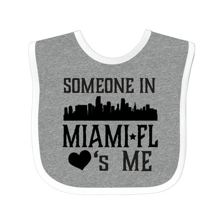 

Inktastic Miami Florida Someone Loves Me Skyline Gift Baby Boy or Baby Girl Bib