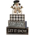 thumbnail image 1 of Set navideño de muñeco de nieve de madera Yuntau para decoración de mesa, 15 cm, 1 of 7