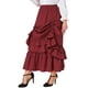 thumbnail image 4 of Falda Vintag con Volantes y Cuerdas Fruncidas INSPIRE CHIC para Mujeres XS Rojo Vino, 4 of 6