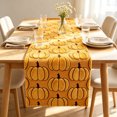 thumbnail image 4 of Halloween Orange Pumpkin Pattern Plush Fabric Table Runner, Long Table Cover Cloth, Fall Interior Arrangement Ornament, Dining Decor, 4 of 8
