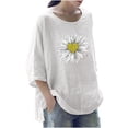 thumbnail image 1 of Camiseta holgada de manga 3/4 con cuello redondo y estampado a la moda para mujer Pompotops  FGAJ4216, 1 of 3