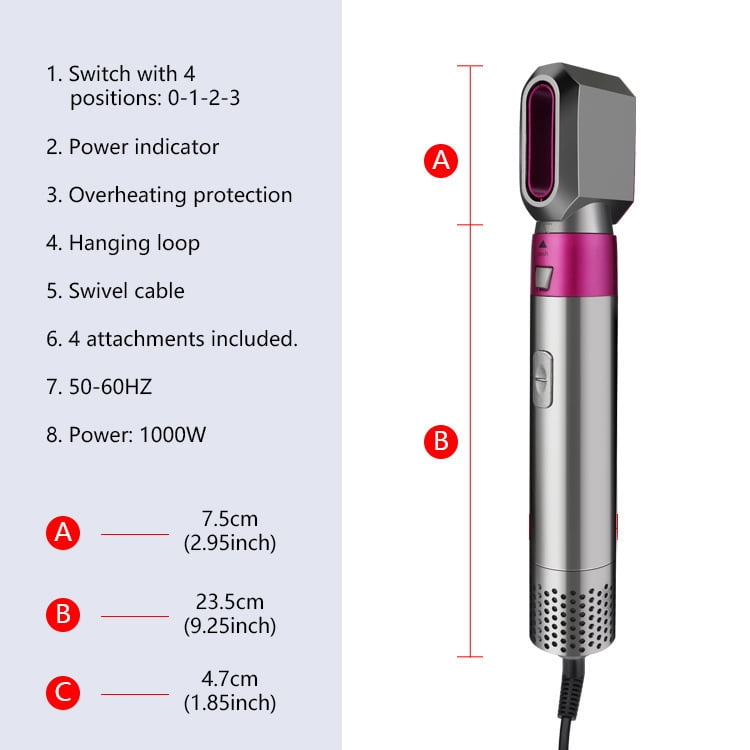 Magic Styler 4-in-1 Airstyler, Magicstyler Air Styler, Curling Iron Brush Air Curler Air Styler Wrap, Auto Wrap Curlers, Multi Hair Styler for Fast Hairstyle (Purpl)