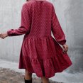thumbnail image 4 of Women Long Sleeve Dress Dots V Neck A-Line Loose Spring, 4 of 8