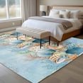 thumbnail image 4 of Large Area Rugs for Living Room Bedroom, Beach Coastal Blue 8'x10' Rug Washable Carpet Runner Indoor Outdoor, Nautical Shell Starfish Coral Summer Non Slip Floor Mats Rug for Kitchen, Patio, 4 of 8