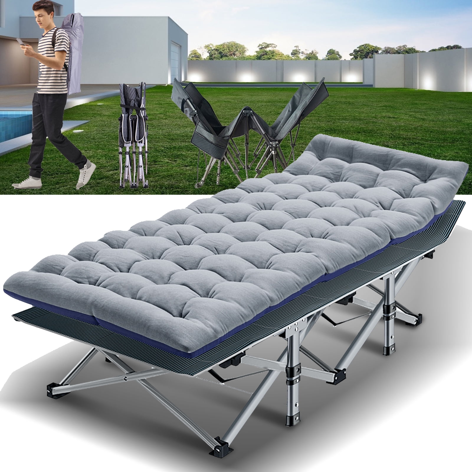 Lilypelle Folding Camping Cots for Adult Portable Fold Up Cot Bed for