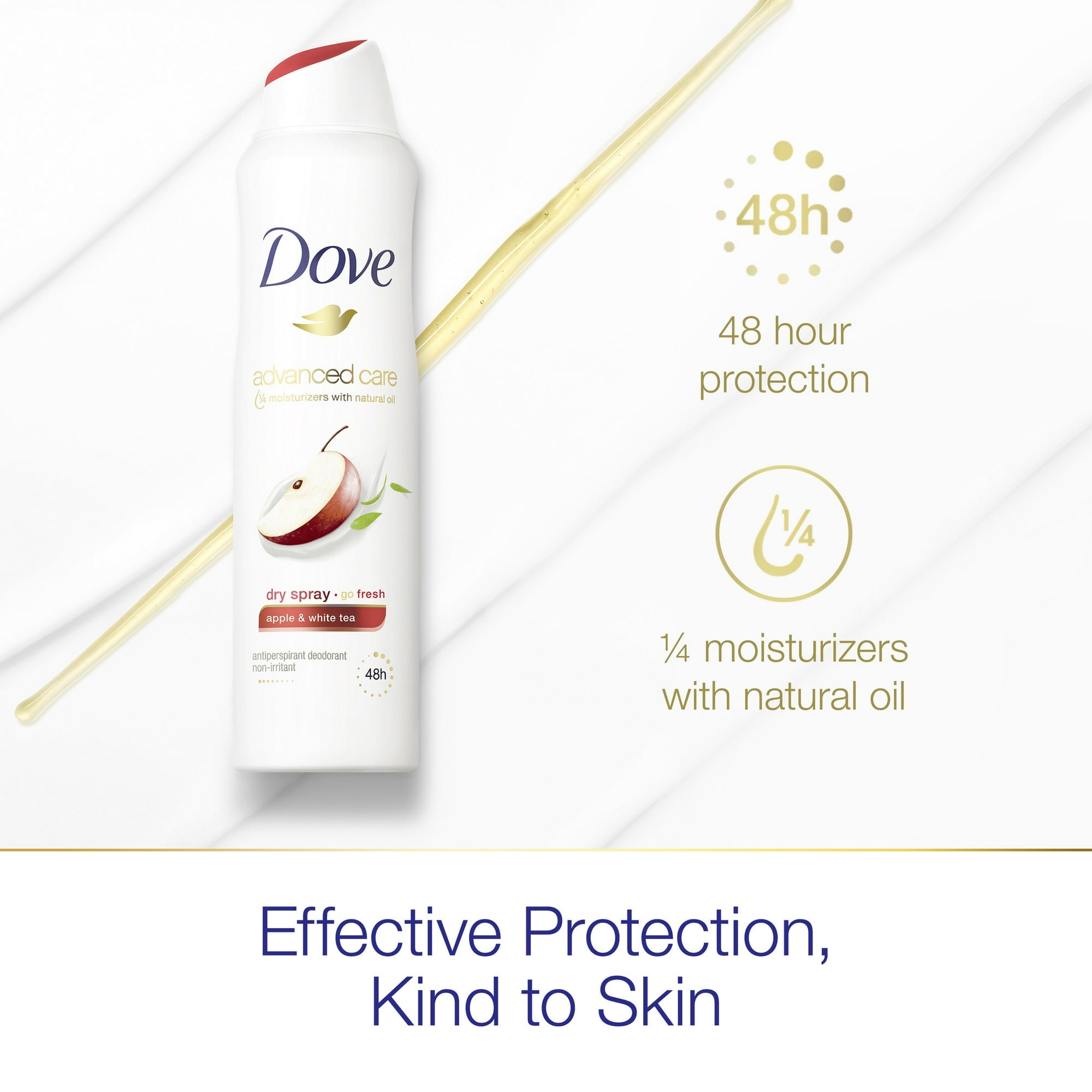 Dove Advanced Care Long Lasting Antiperspirant Deodorant Spray for Women Apple & White Tea, 3.8 oz - 2 Pack