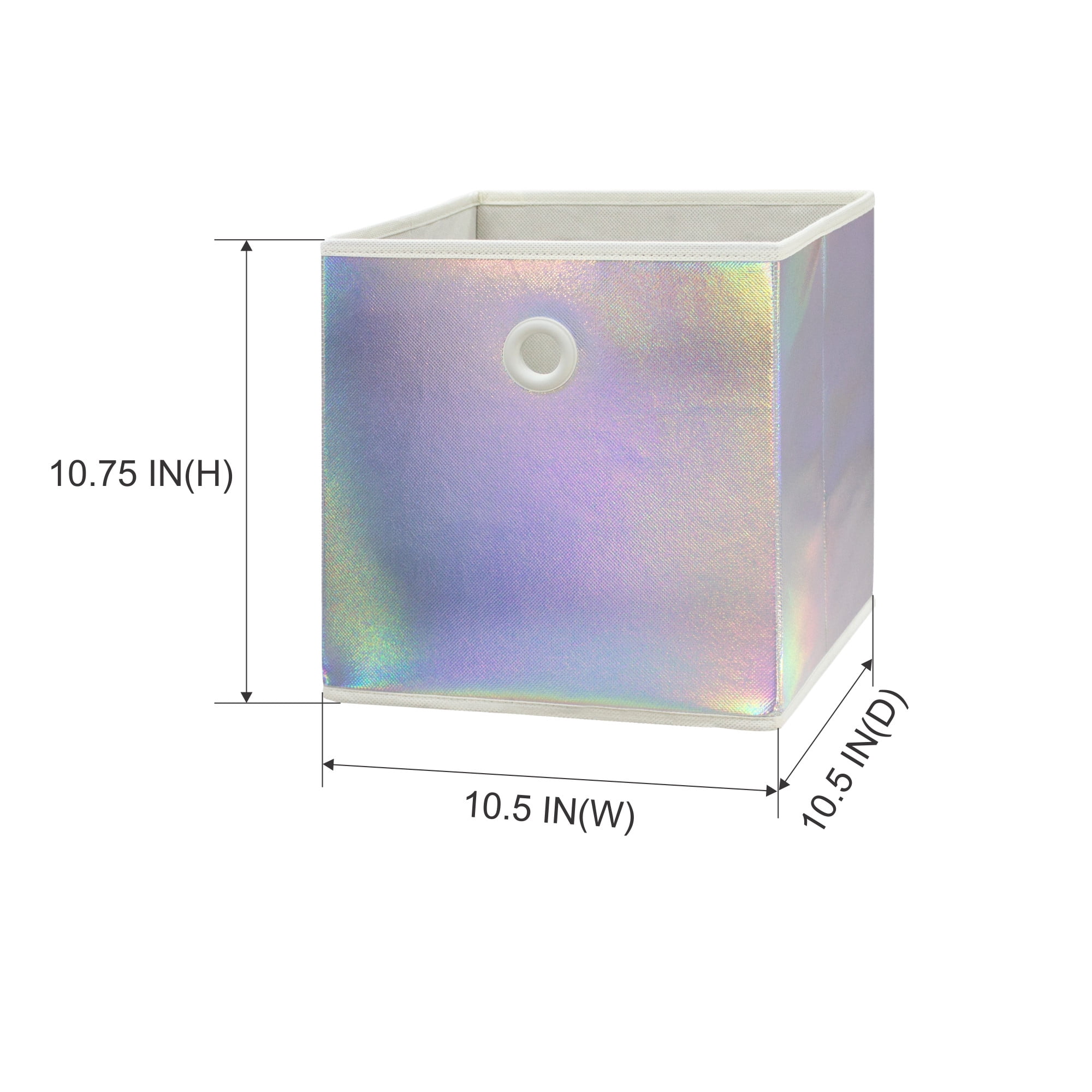 (2 pack) Your Zone Kids Collapsible Fabric Storage Bin, Iridescent, 10.5 in x 10.5 in x 10.75 in