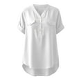 thumbnail image 4 of Womens Soft Short Sleeve 2026 Spring T-shirts Casual Cotton Linen Lightweight Half Button Up Henley Blouse, 4 of 7