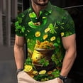 thumbnail image 2 of lcziwo Men's St Patrick's Polos Shirts Funny Irish Clover Short Sleeve Golf Shirt Casual Button Collared Work Tops, Multicolor, XXXXL, 2 of 6