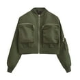thumbnail image 1 of LOVZFMLL Vestes pour Femmes Bordure Mode Européenne et de Rue Veste Couleur Unie Manteau de Baseball, 1 of 2