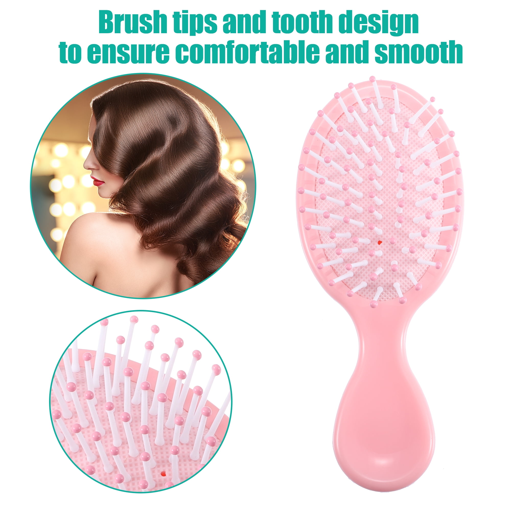 Unique Bargains 1Pc Pocket Detangling Brush Pink