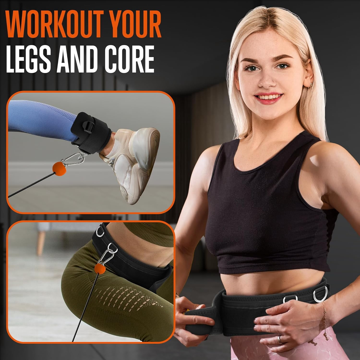 SQUATZ Apollo Board Mini Smart Cable Machine – 150lb Resistance Functional Trainer, Digital Home Gym with Free App & Accessories, Orange