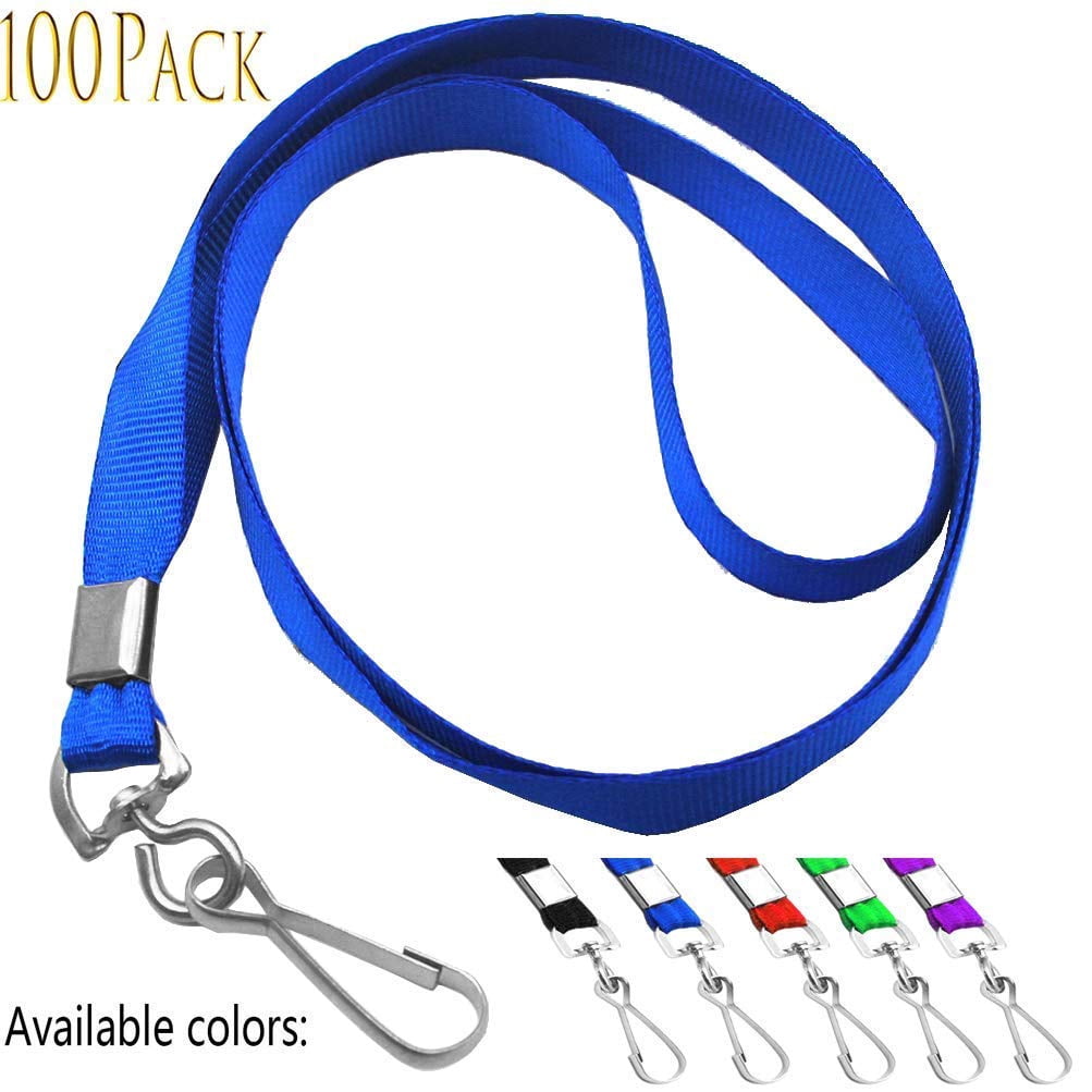 Blue Lanyards 100 Lanyard For Id Badges Flat With Badge Clip J-hook